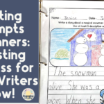 image of a students writing prompt with the caption, 'Writing Prompts beginners: Boosting Success for Your Writer's Now'.