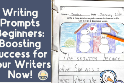 image of a students writing prompt with the caption, 'Writing Prompts beginners: Boosting Success for Your Writer's Now'.